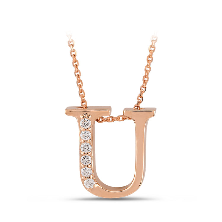 0.04 ct. Buchstabe U Diamant Halskette