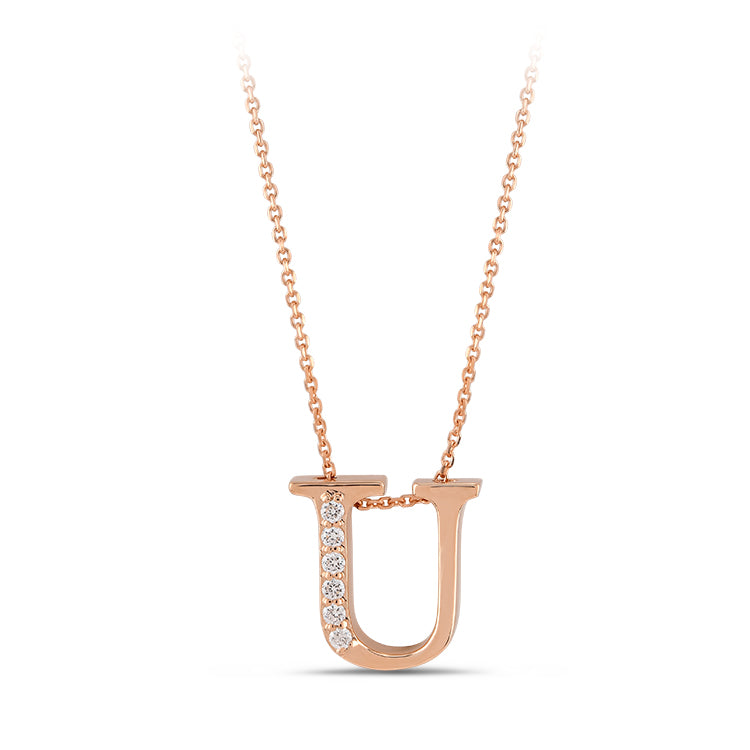 0.04 ct. Buchstabe U Diamant Halskette
