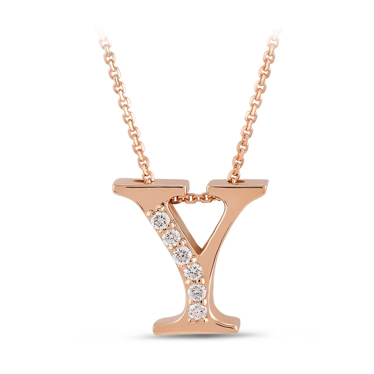 0.04 ct. Buchstabe Y Diamant Halskette
