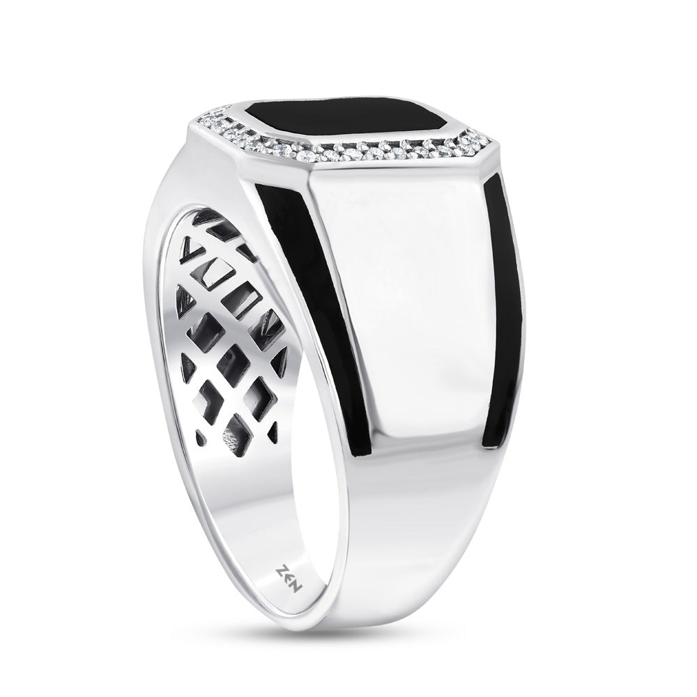 0.15 ct. Herren Silberring