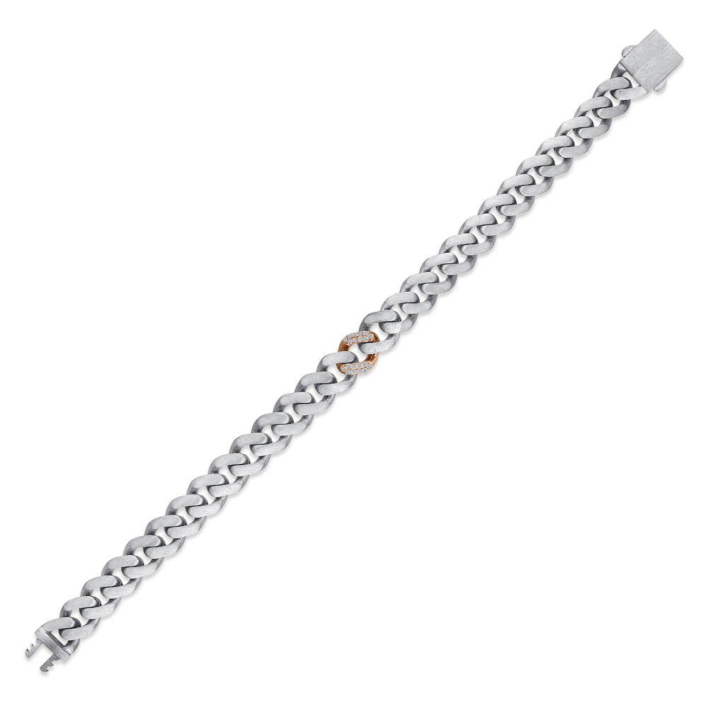 0.14 ct. Men Silver Diamond Bracelet