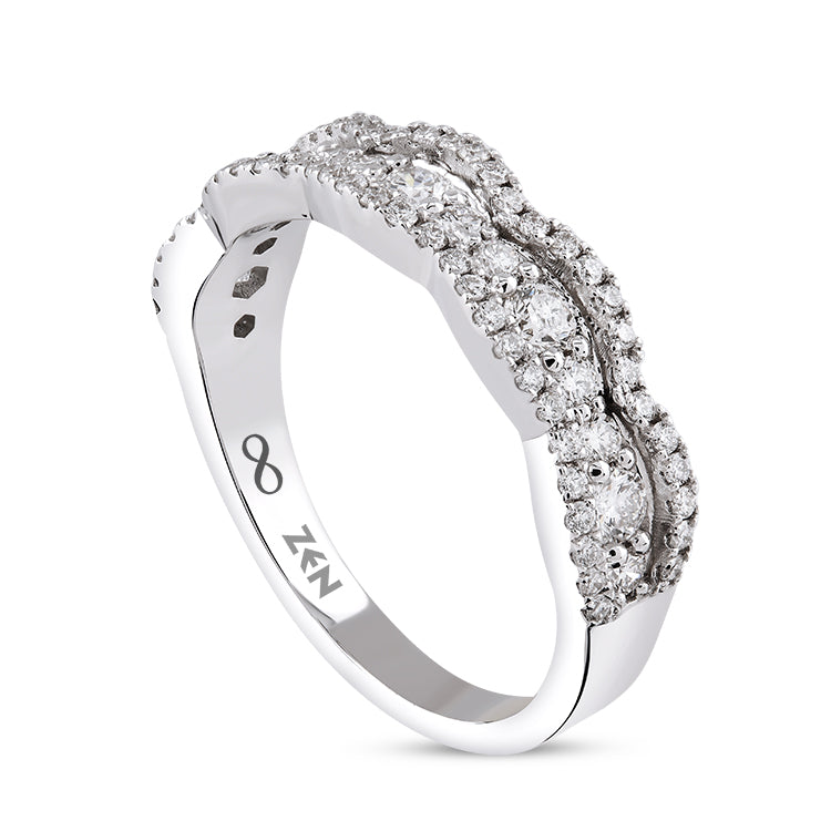 0.65 ct. Halbmemoire Diamantring