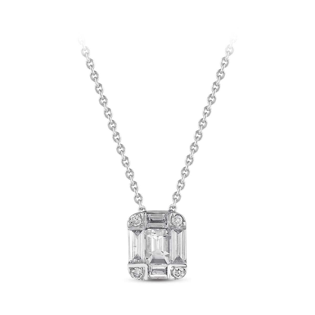0.19 ct. Baguette Diamant Halskette