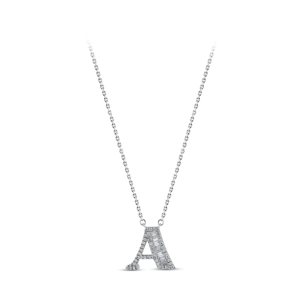 0.26 ct. Buchstabe A Baguette Halskette