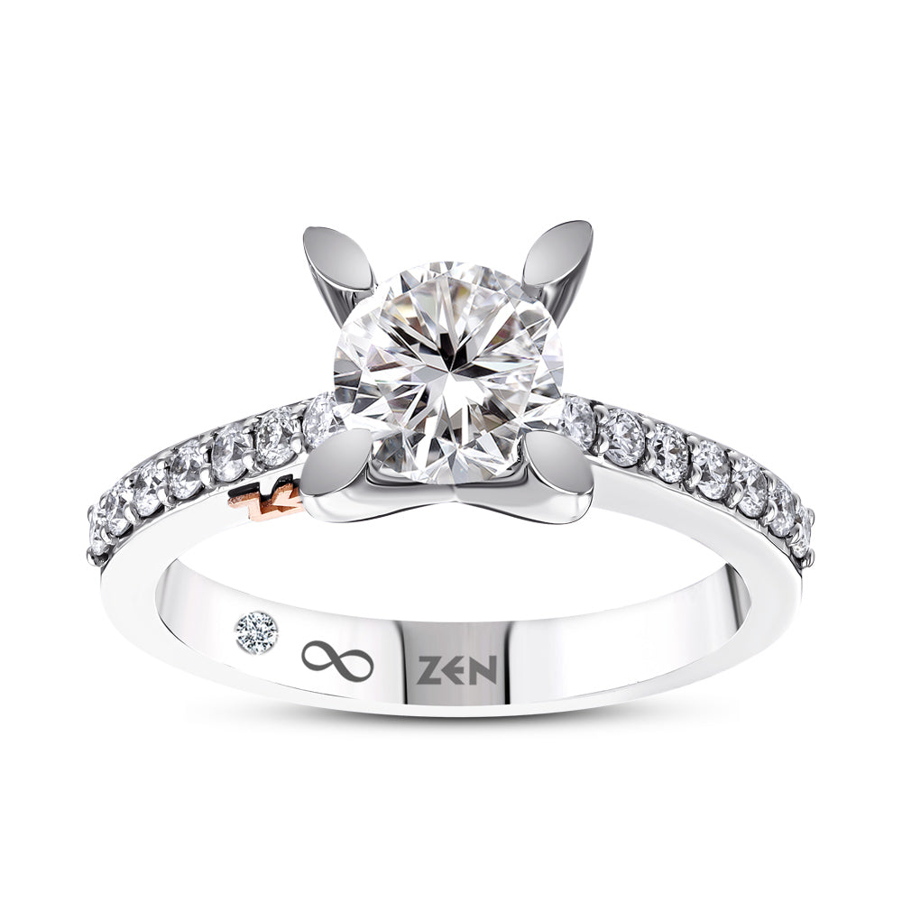 1.10 ct. Sidestone Diamond Engagement Ring