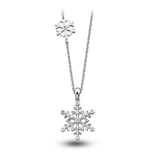 0.03 ct. Schneeflocke Anhänger mit Halskette