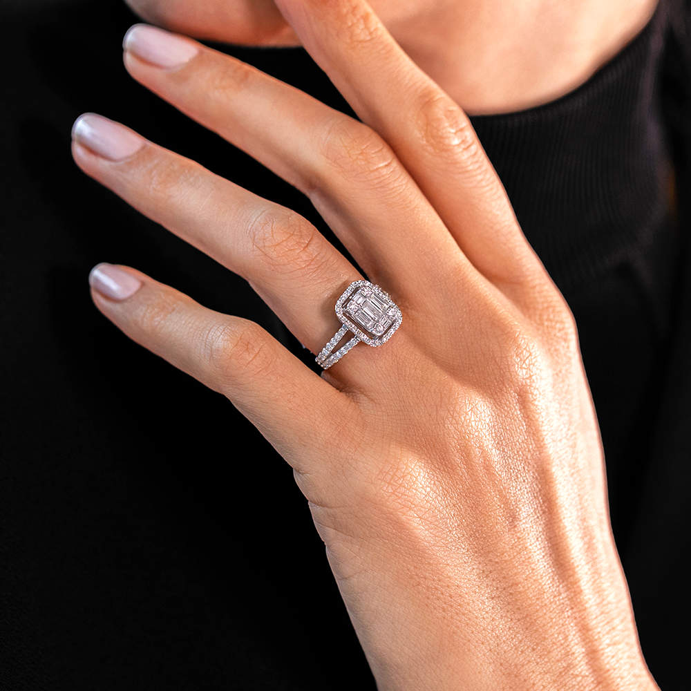 0.86 ct. Baguette Diamantring