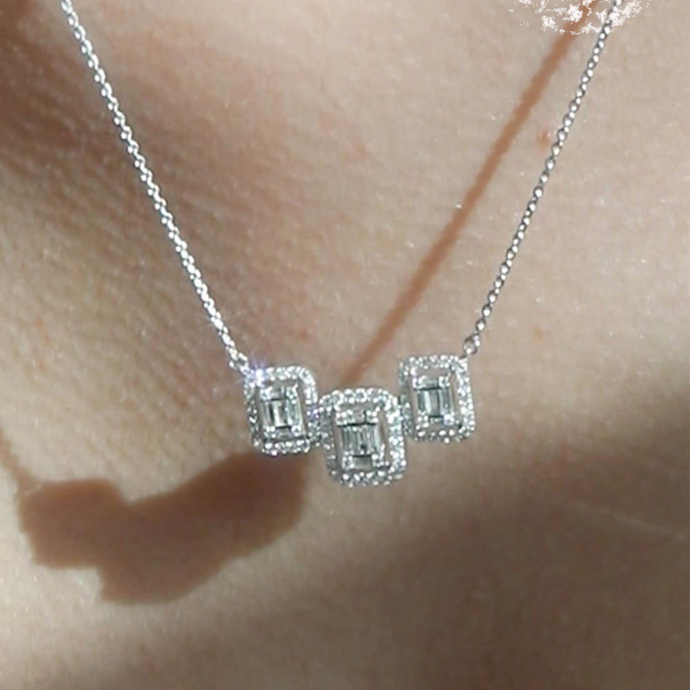 0.58 ct. Baguette Diamant Halskette