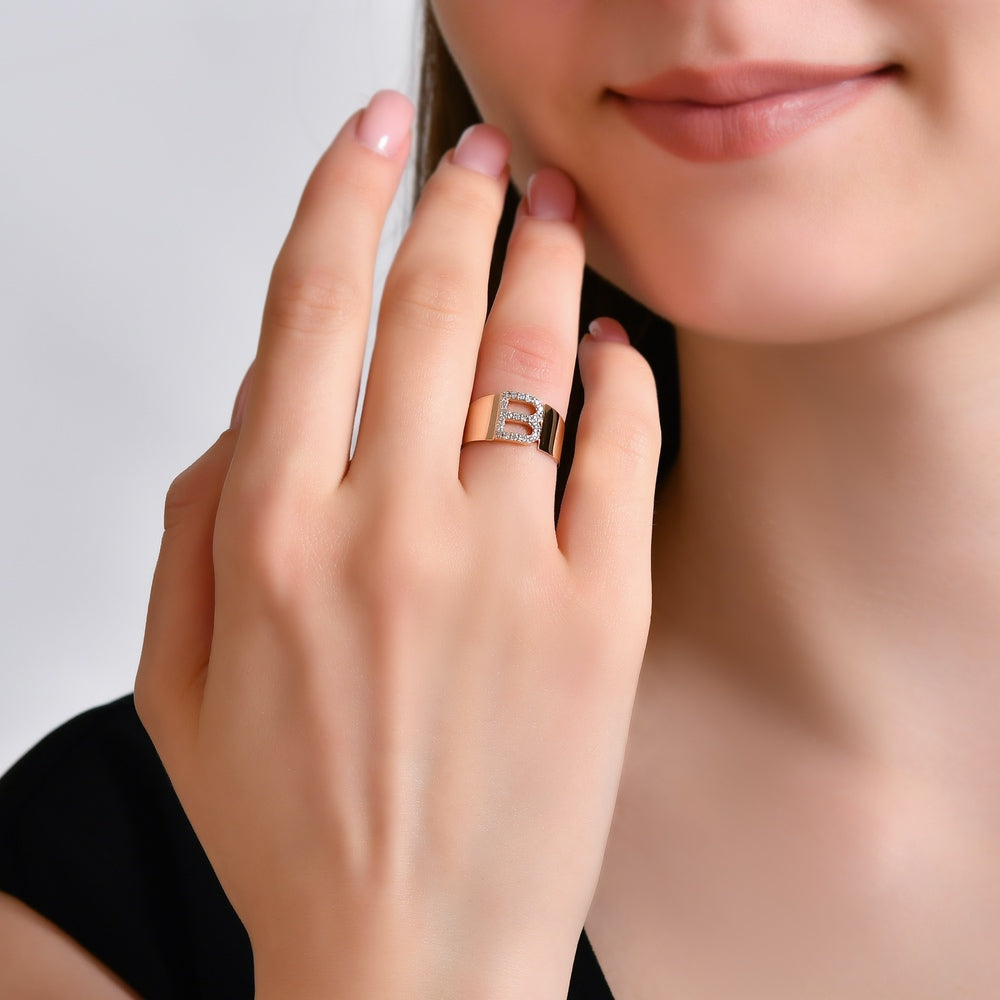 0.18 ct. Buchstabe B Diamantring