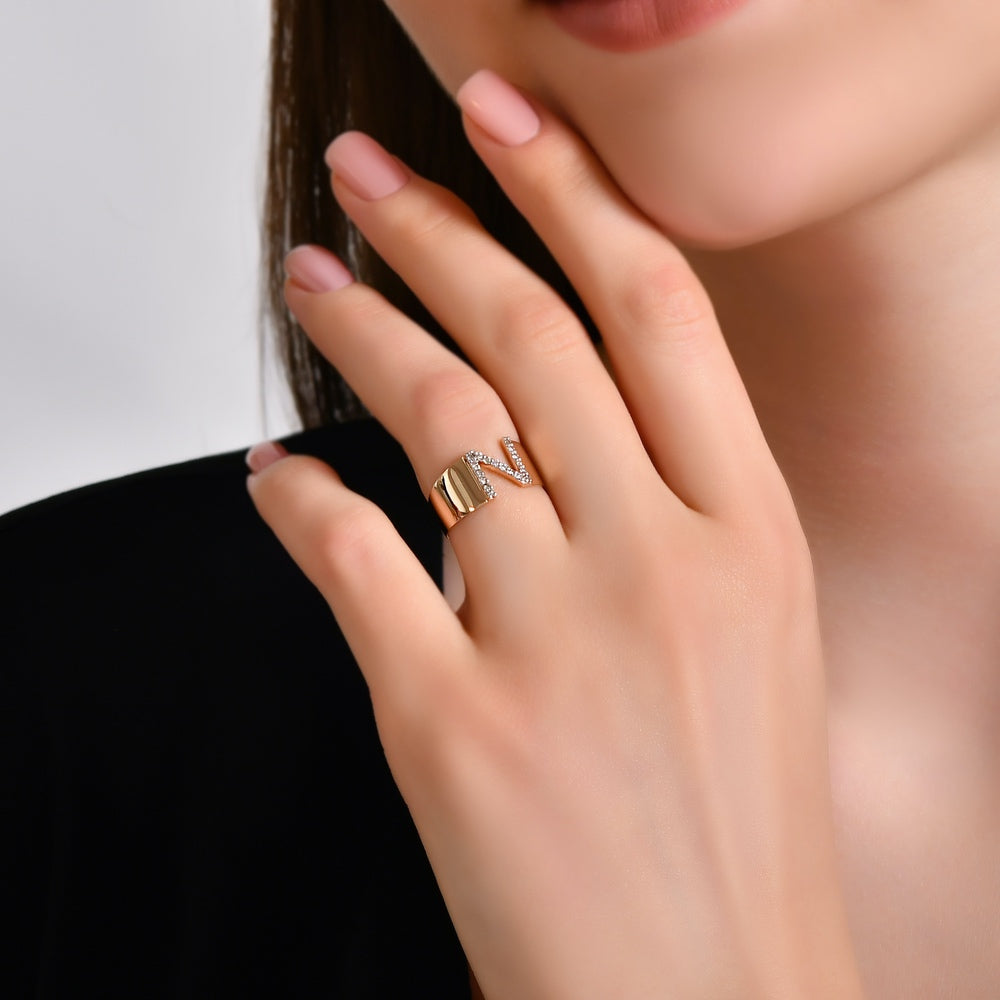 0.15 ct. Buchstabe N Diamantring