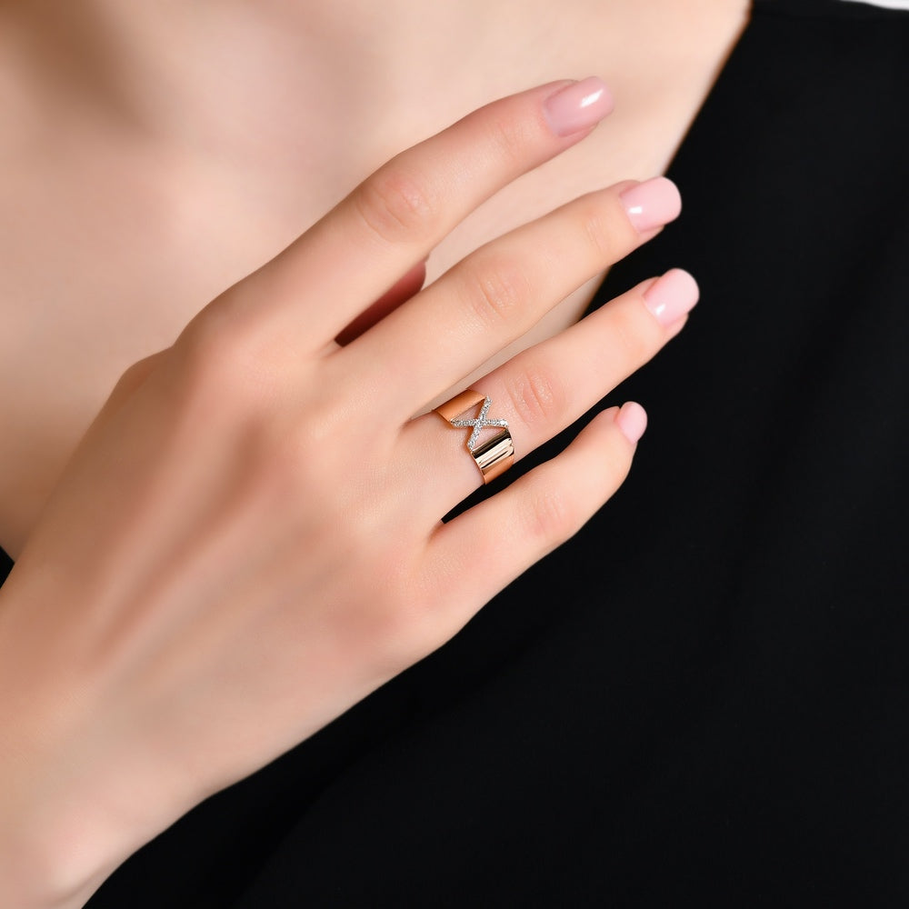 0.10 ct. Buchstabe X Diamantring