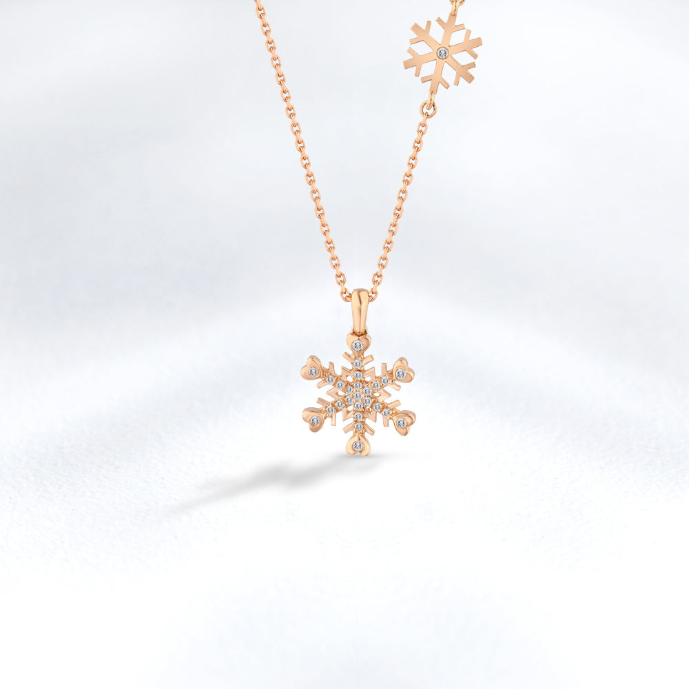 0.08 ct. Schneeflocke Anhänger mit Halskette