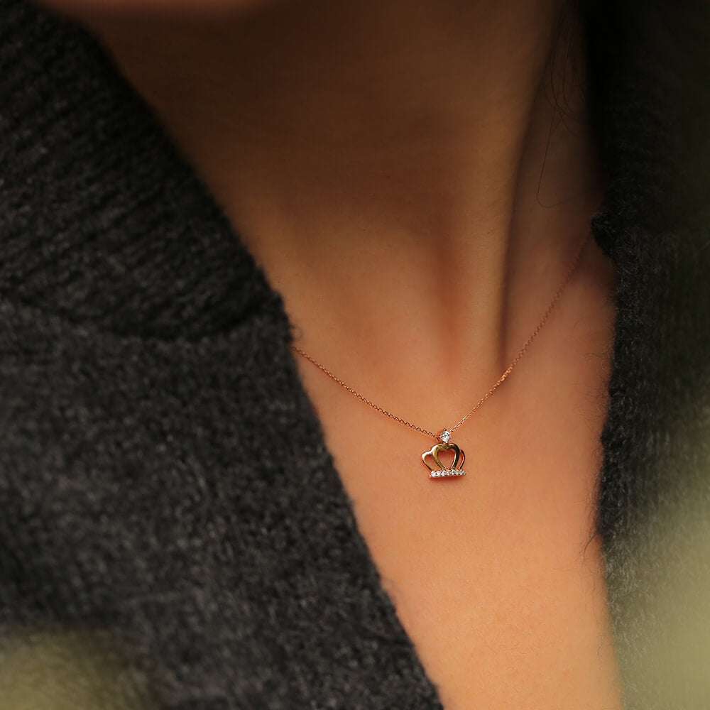 0.07 ct. Krone Diamant Halskette