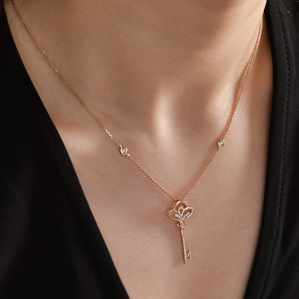 0.14 ct. Luck Key Diamond Necklace