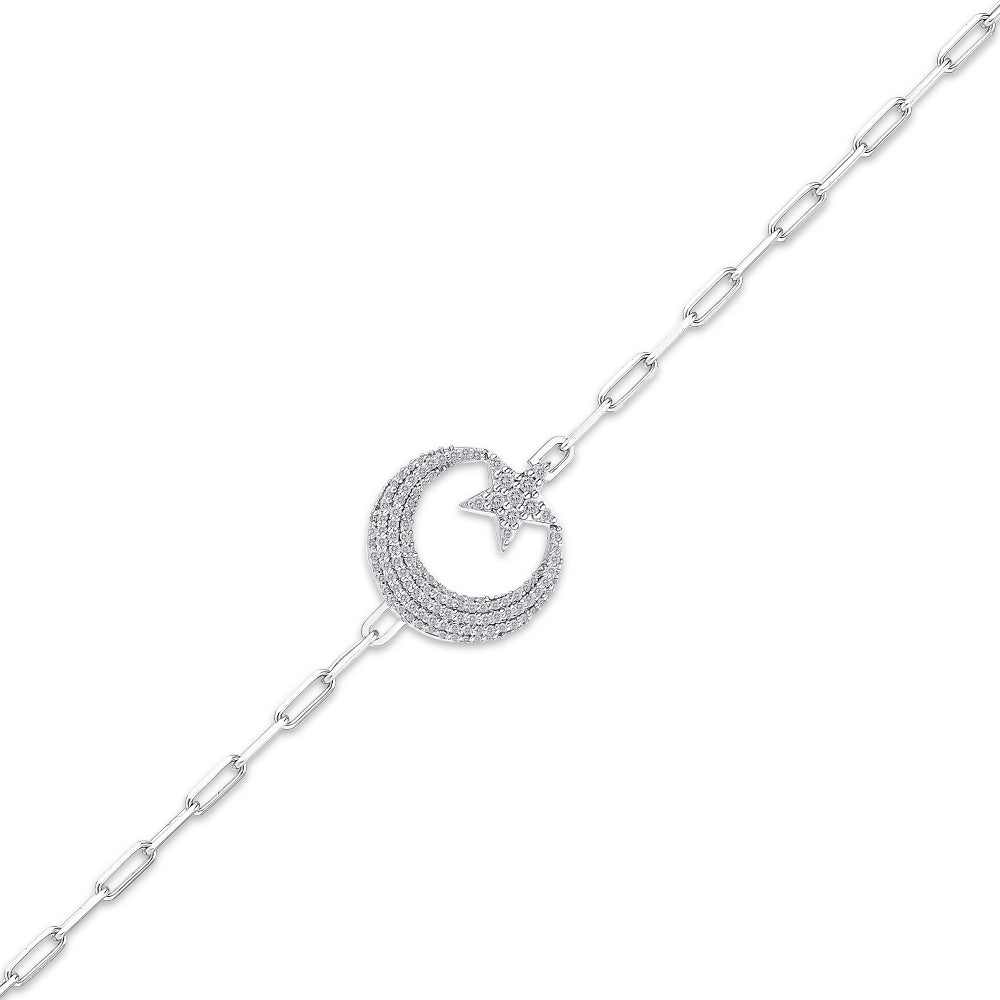 Mond und Stern Silber Armband