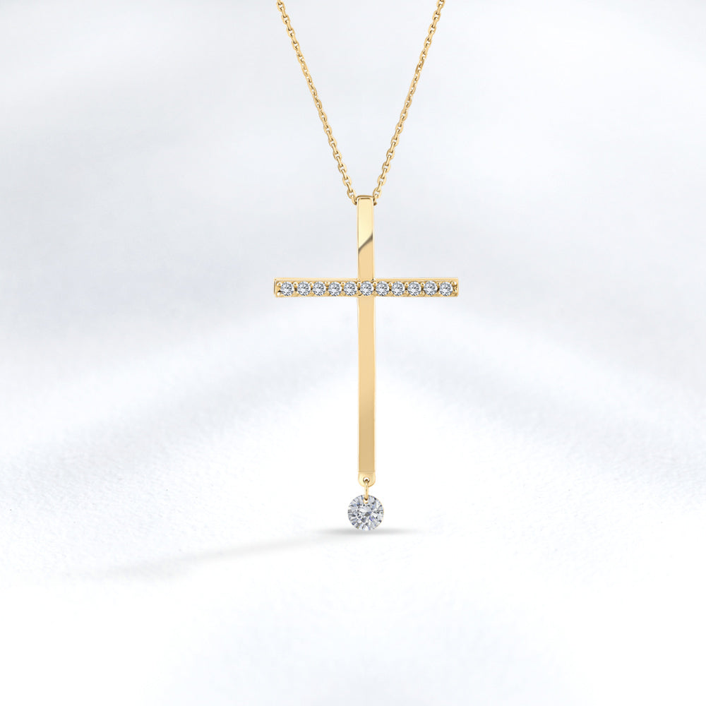 0.18 ct. Halskette mit Kreuzanhänger