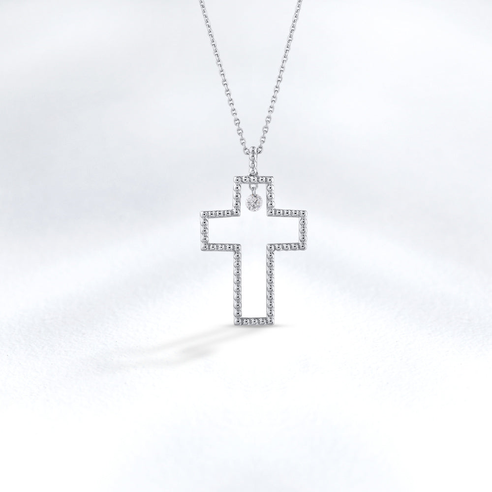 0.09 ct. Halskette mit Kreuzanhänger