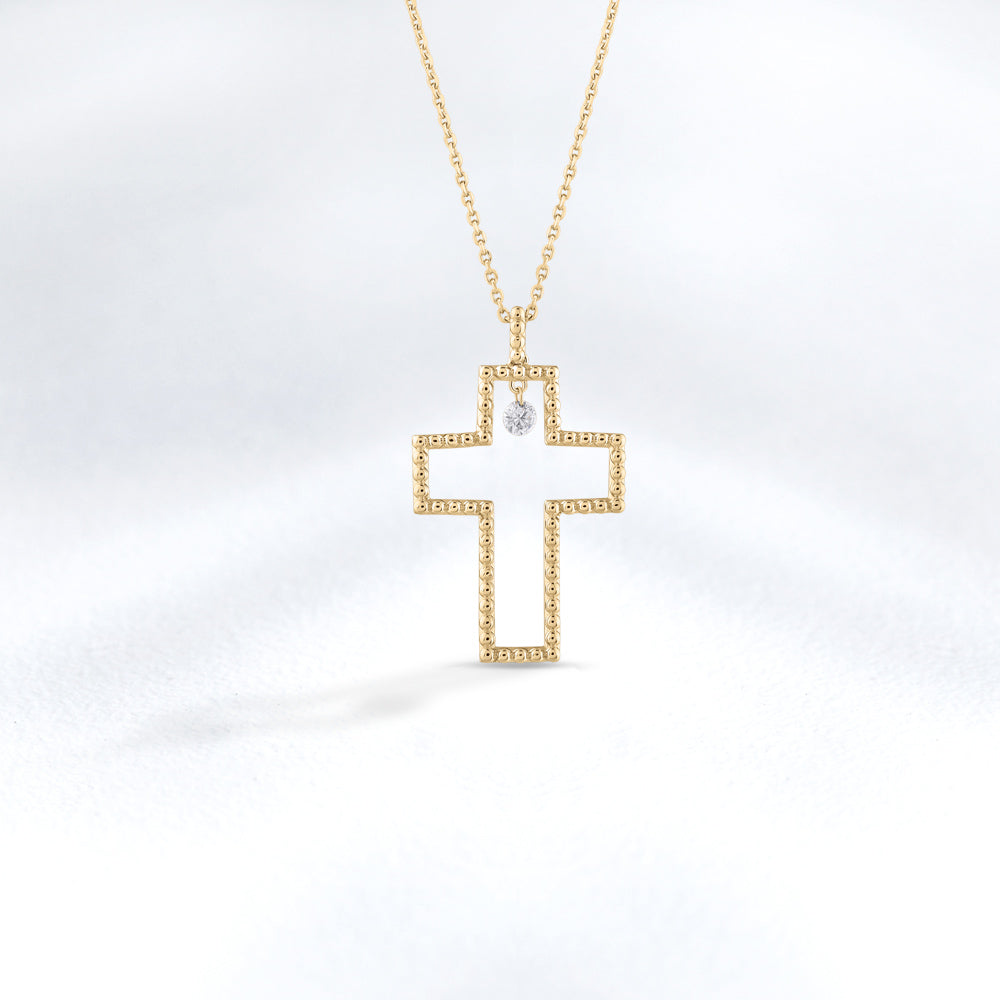 0.09 ct. Halskette mit Kreuzanhänger