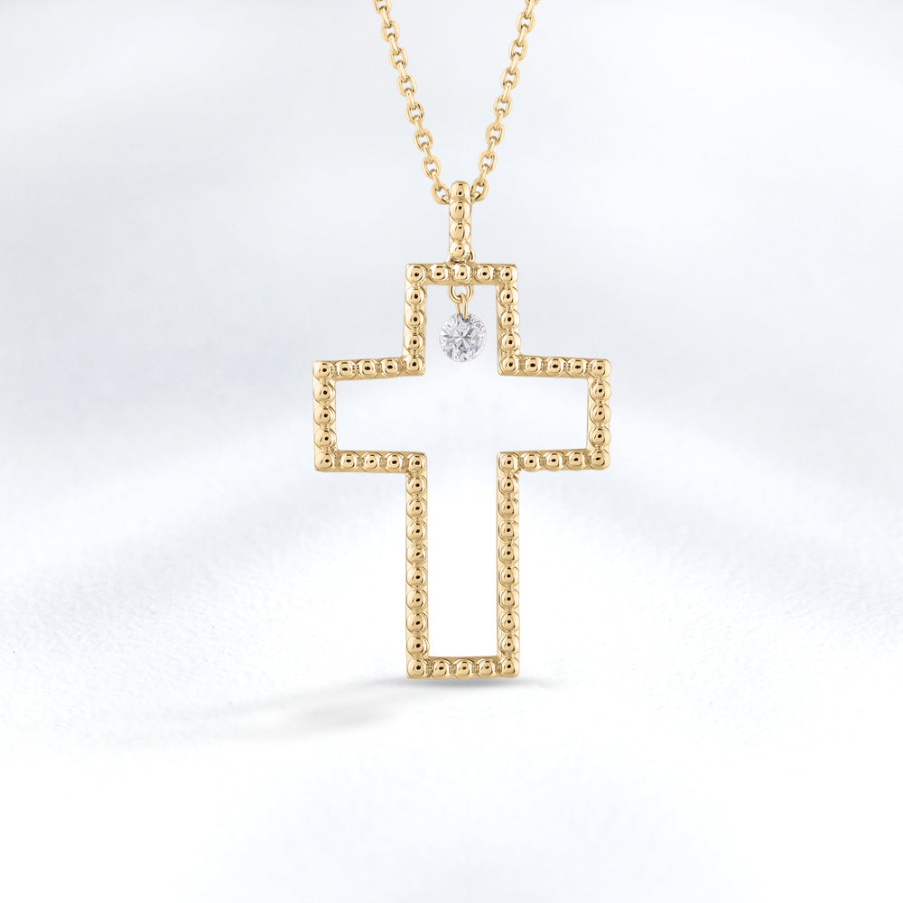 0.09 ct. Halskette mit Kreuzanhänger