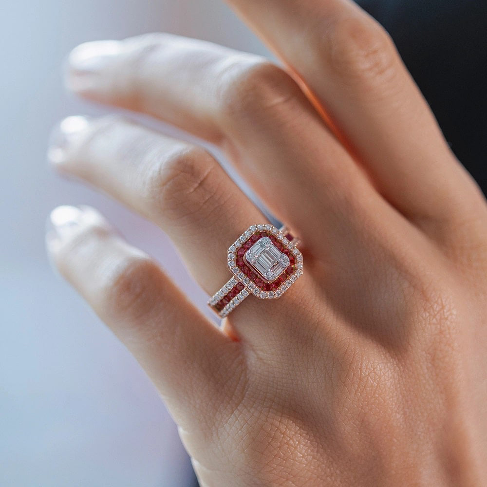 1.30 ct. Rubin Baguette Ring