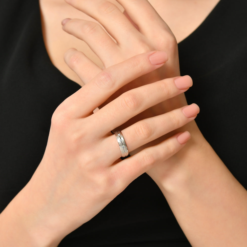 0.04 ct. Modern Wedding Ring for Women