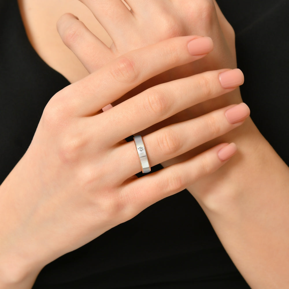 0.03 ct. Moderner Ehering für Damen