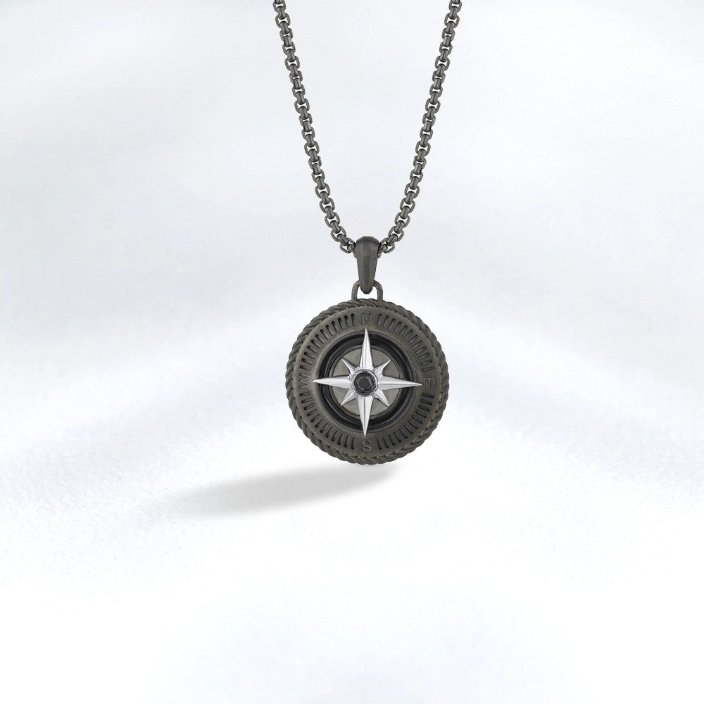 0.08 ct. Herren Silber Diamant Halskette