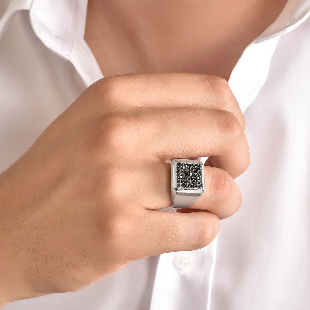 0.60 ct. Herren Silberring