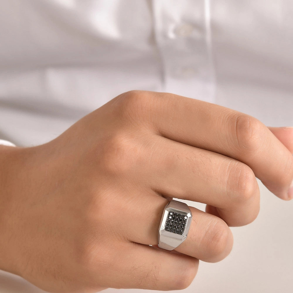 0.25 ct. Herren Silberring