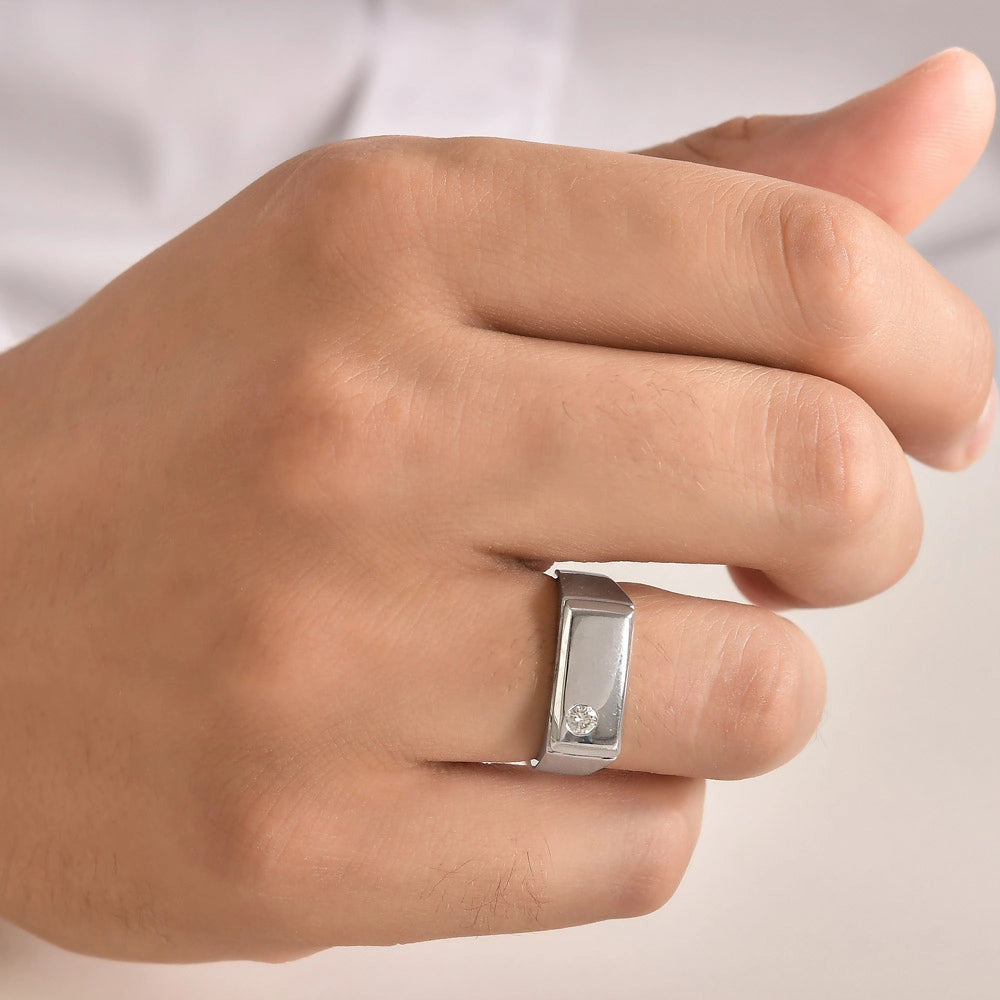 0.10 ct. Herren Silberring