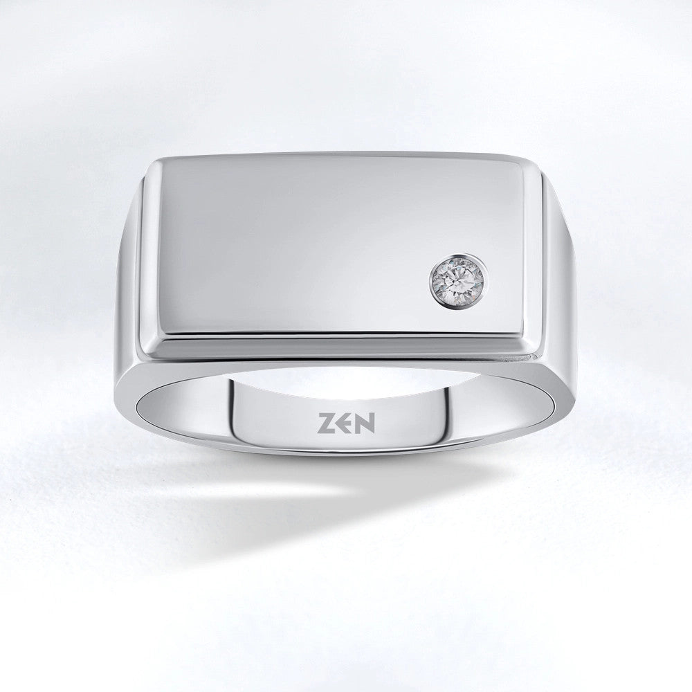0.06 ct. Herren Silberring