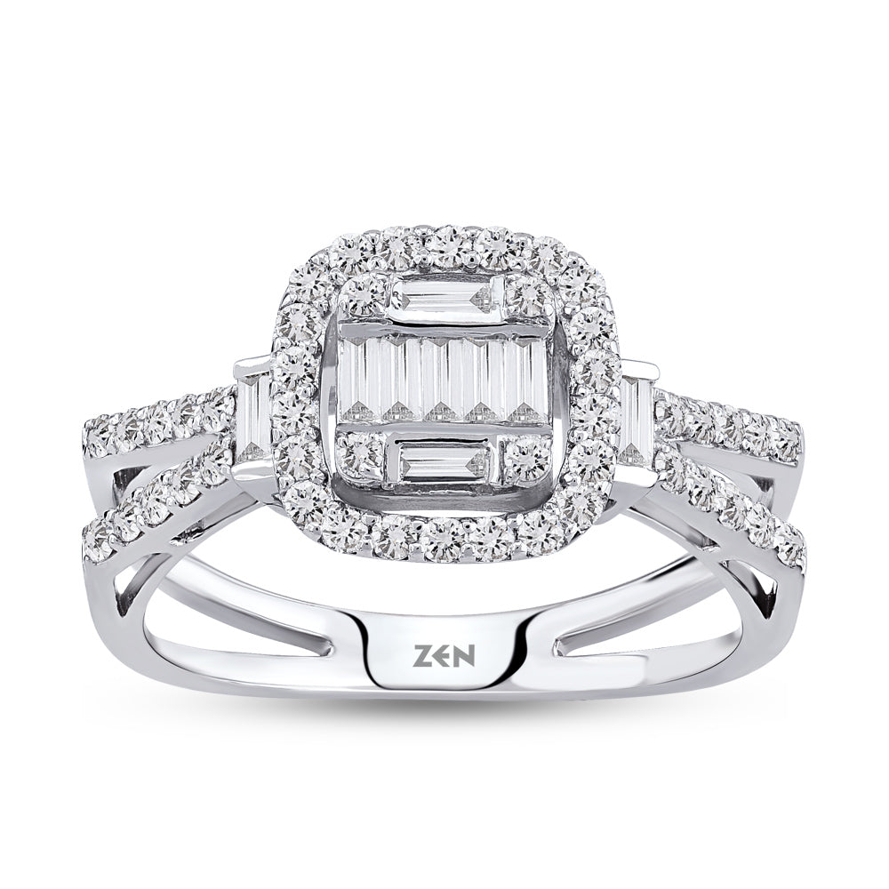 0.58 ct. Baguette Diamantring