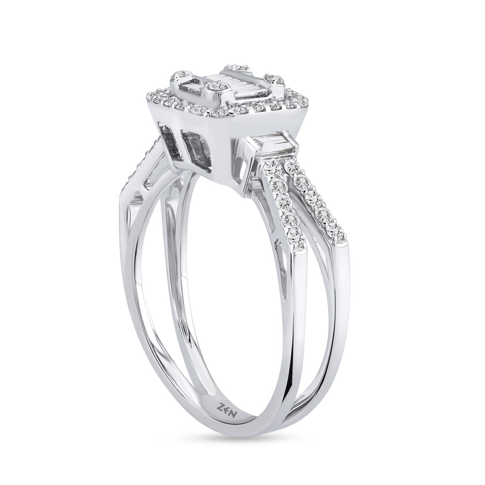 0.58 ct. Baguette Diamantring