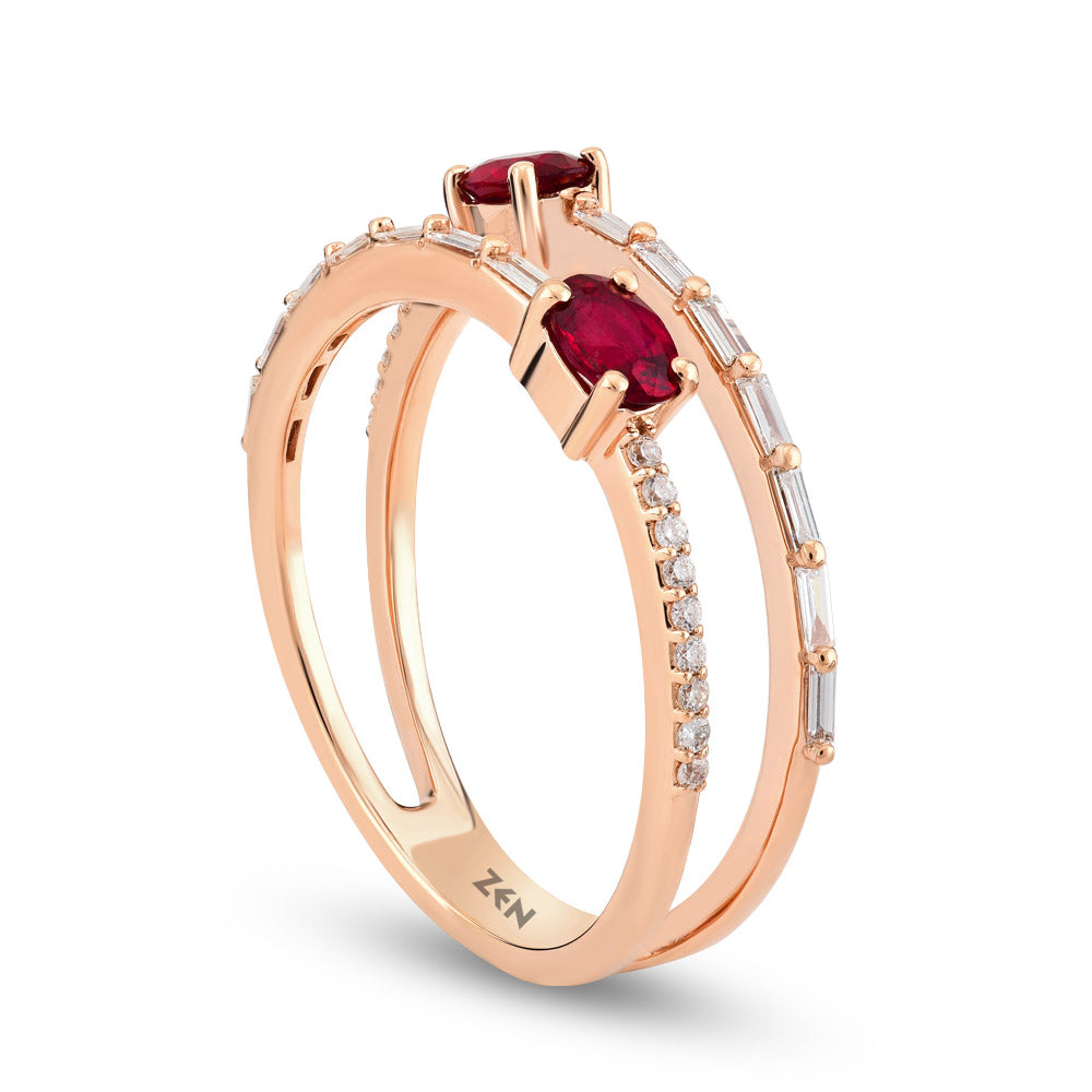 0.59 ct. Rubin Baguette Ring
