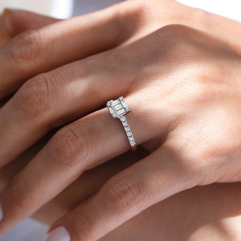 0.28 ct. Baguette Diamantring