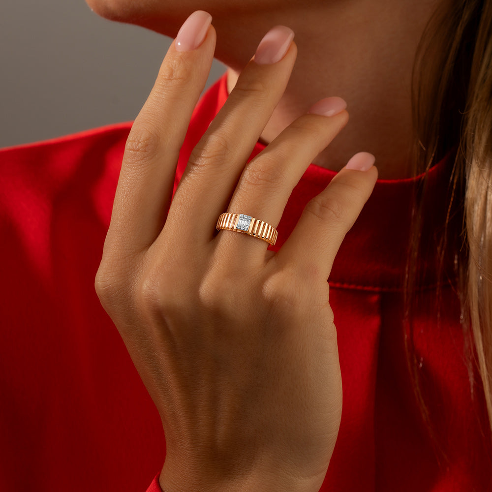 0.13 ct. Baguette Diamantring
