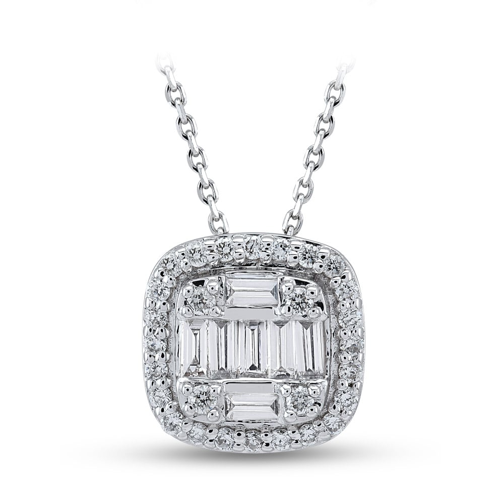 0.18 ct. Baguette Diamant Halskette