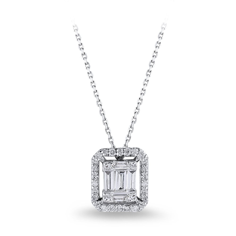 0.19 ct. Baguette Diamant Halskette