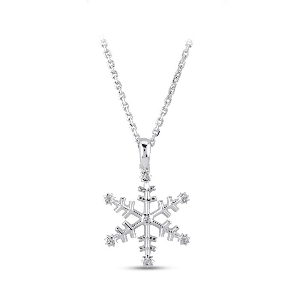 0.03 ct. Schneeflocke Anhänger mit Halskette