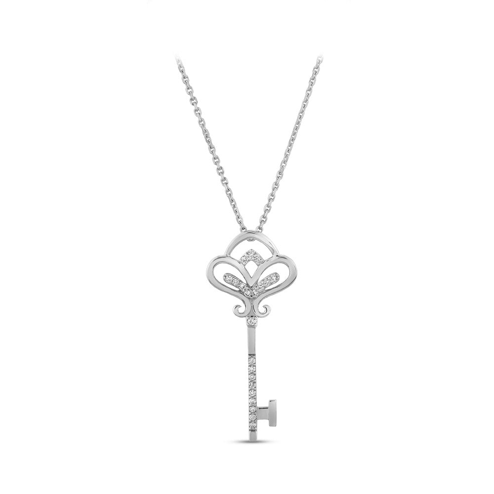 0.13 ct. Luck Key Diamond Necklace