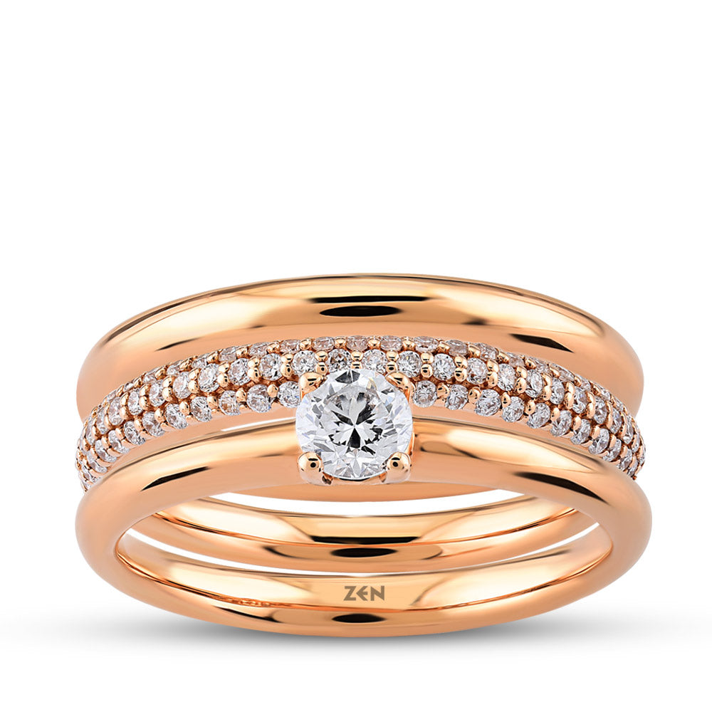 0.58 ct. Dreifach Diamantring