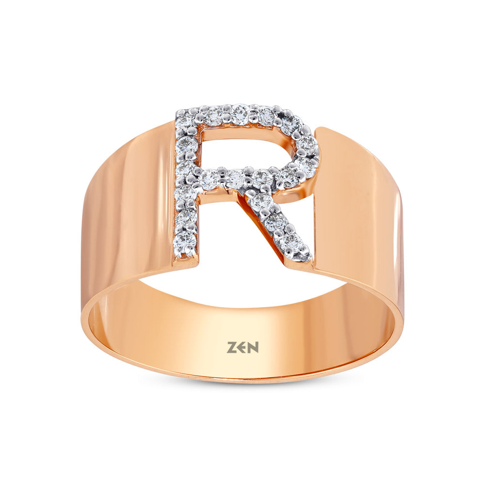 0.16 ct. Buchstabe R Diamantring