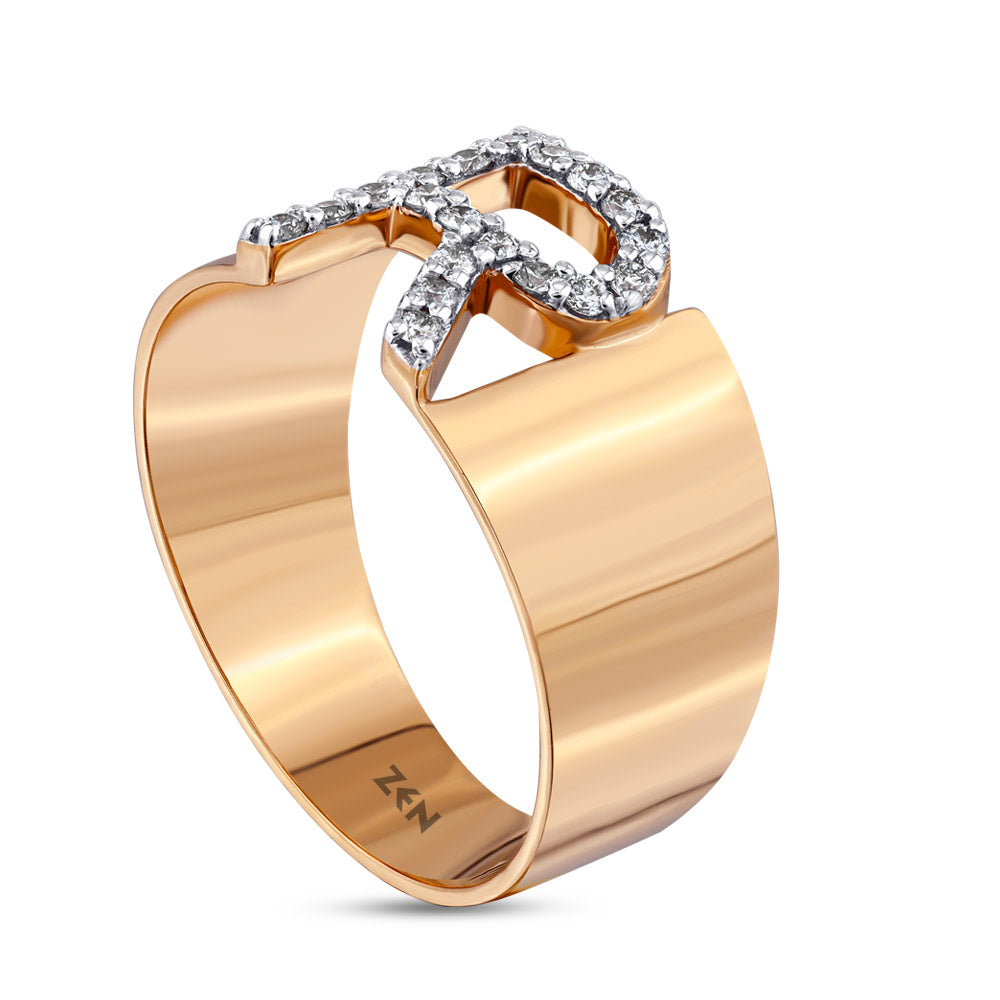 0.16 ct. Buchstabe R Diamantring