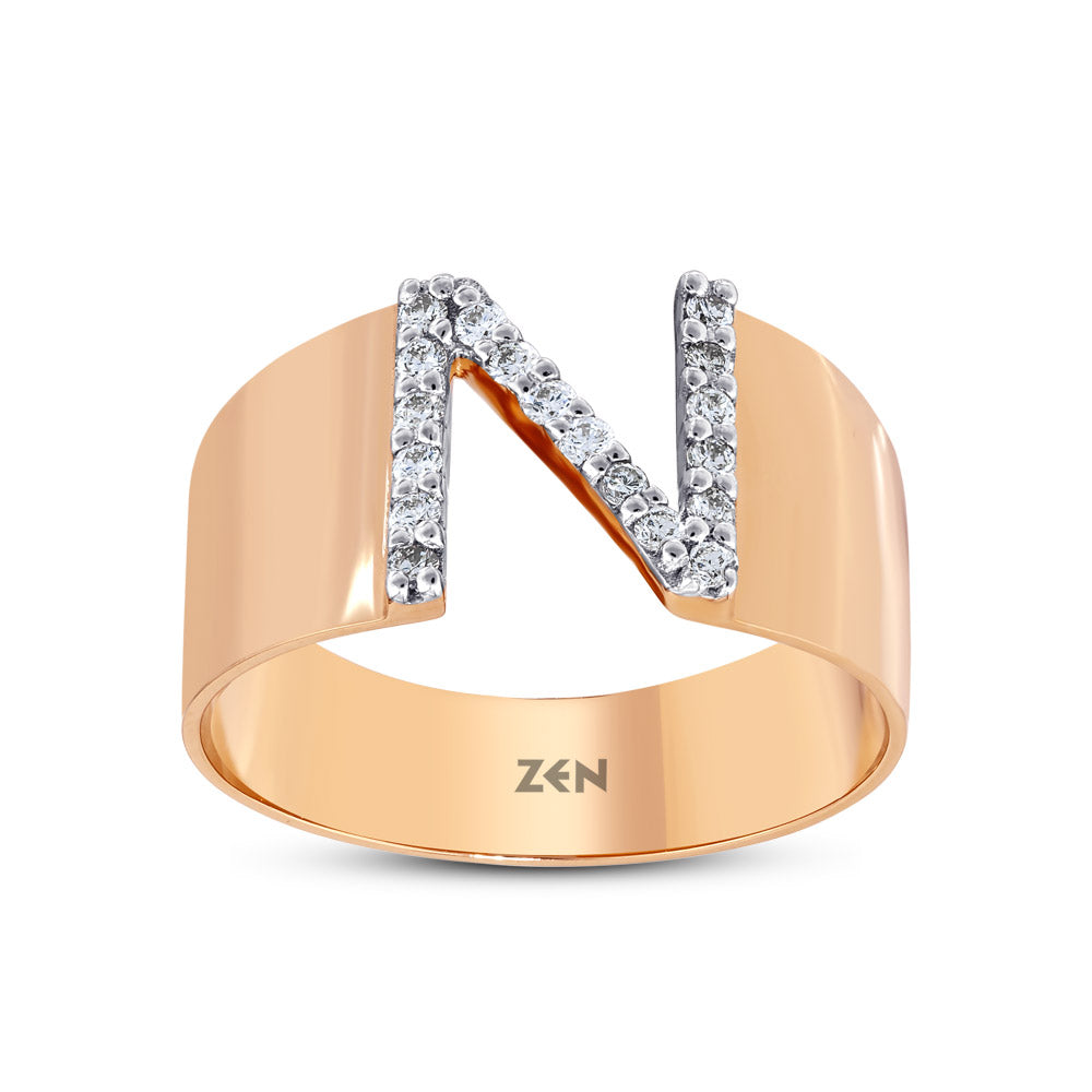0.15 ct. Buchstabe N Diamantring