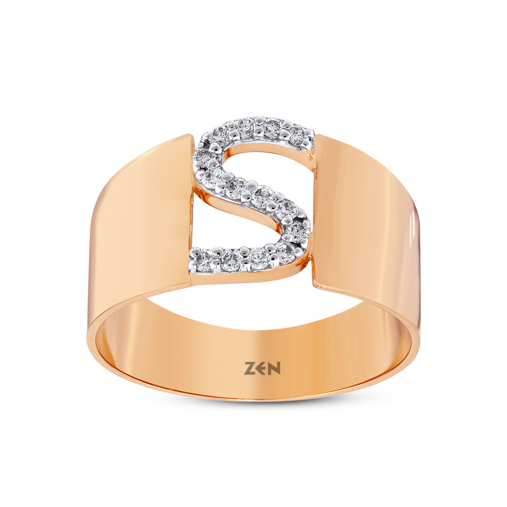 0.12 ct. Buchstabe S Diamantring