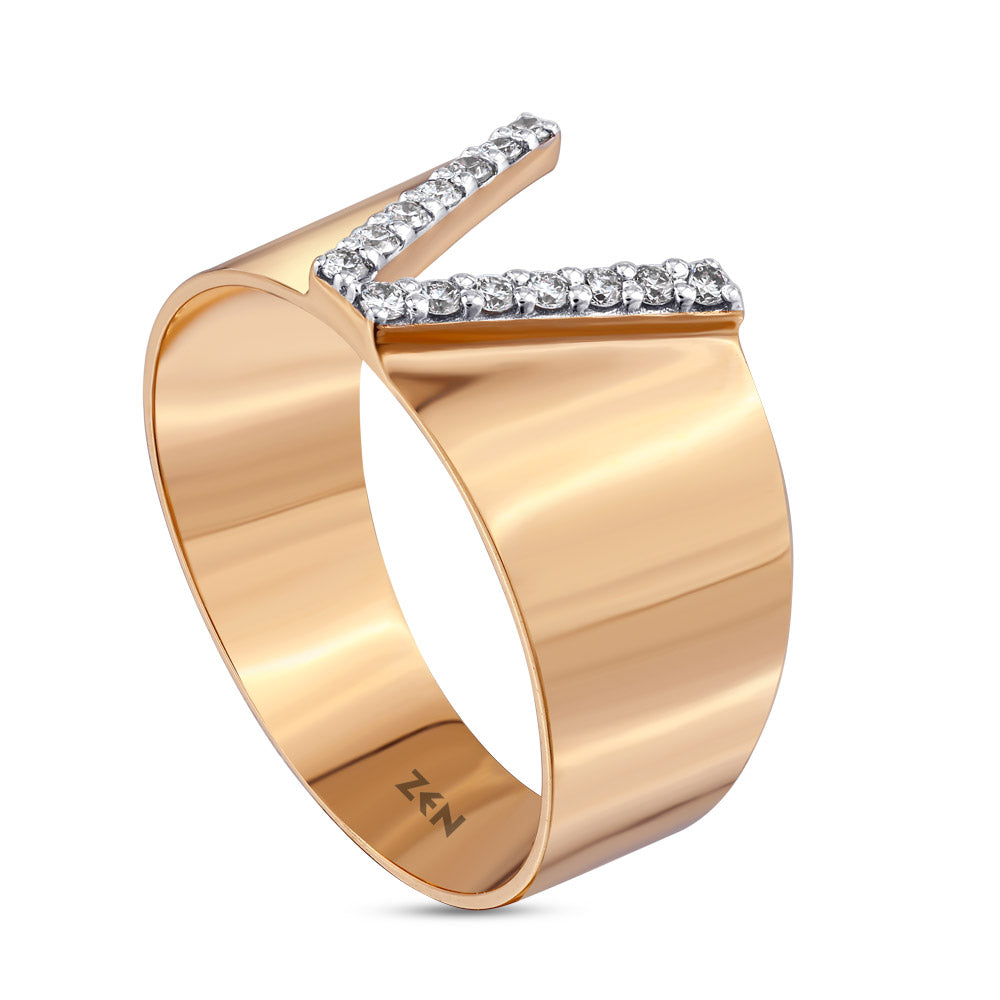 0.12 ct. Buchstabe V Diamantring