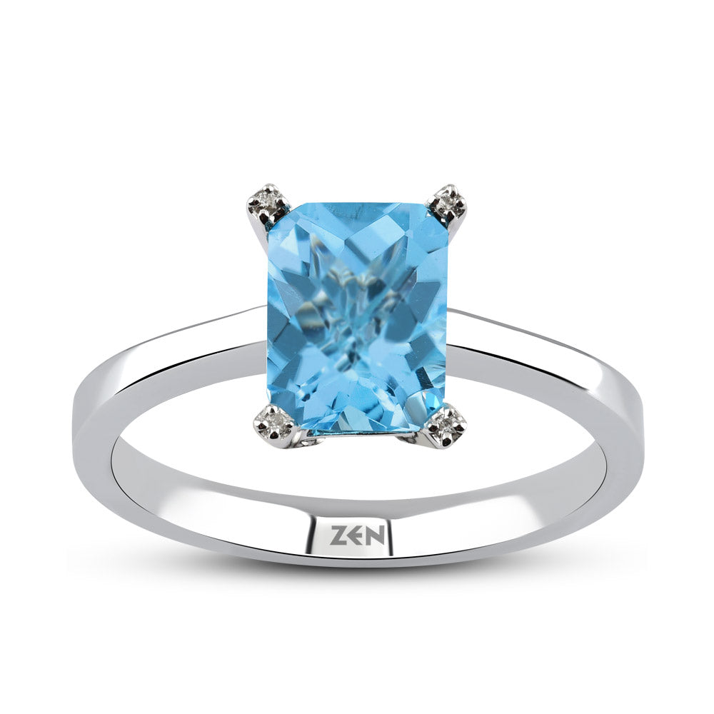 1.61 ct. Blauer Topas Ring