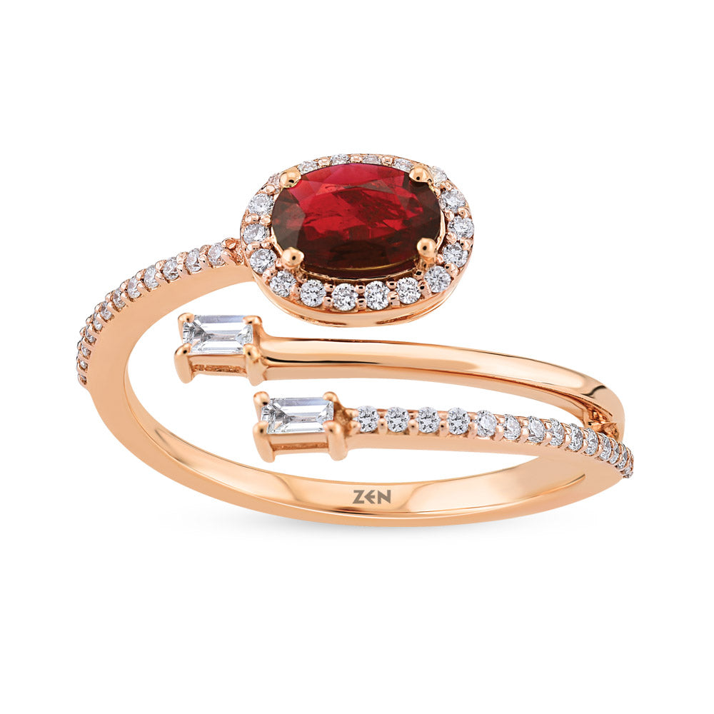 0.57 ct. Rubin Baguette Ring