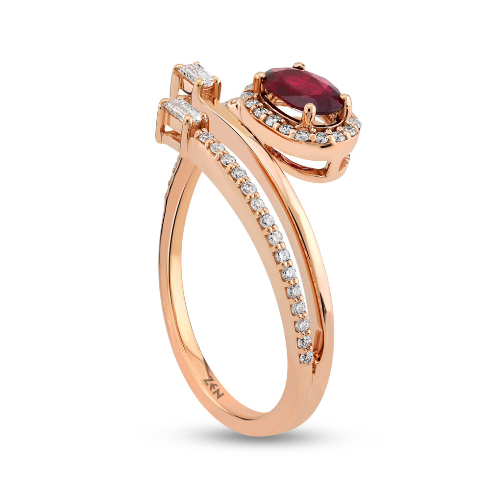 0.57 ct. Rubin Baguette Ring