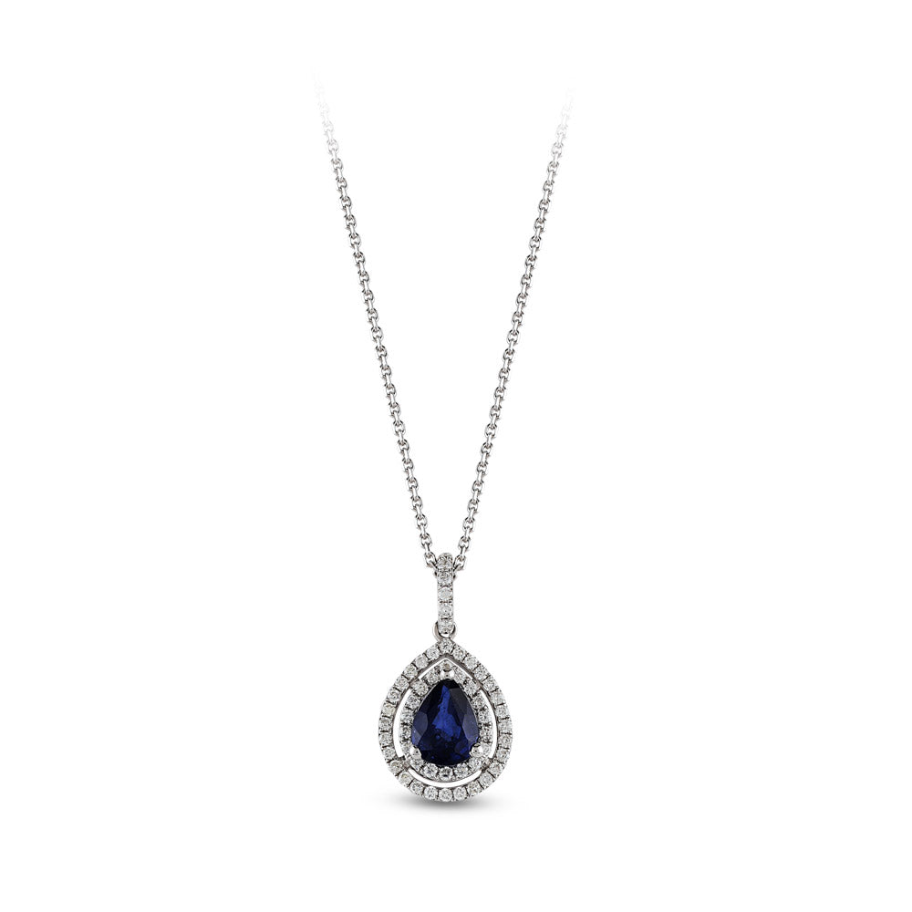 0.97 ct. Saphir Anhänger mit Halskette